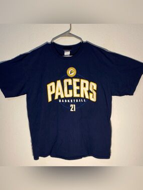 Indiana Pacers NBA Exclusive Collection Tee David West #21 Navy/Yellow Men’s XL